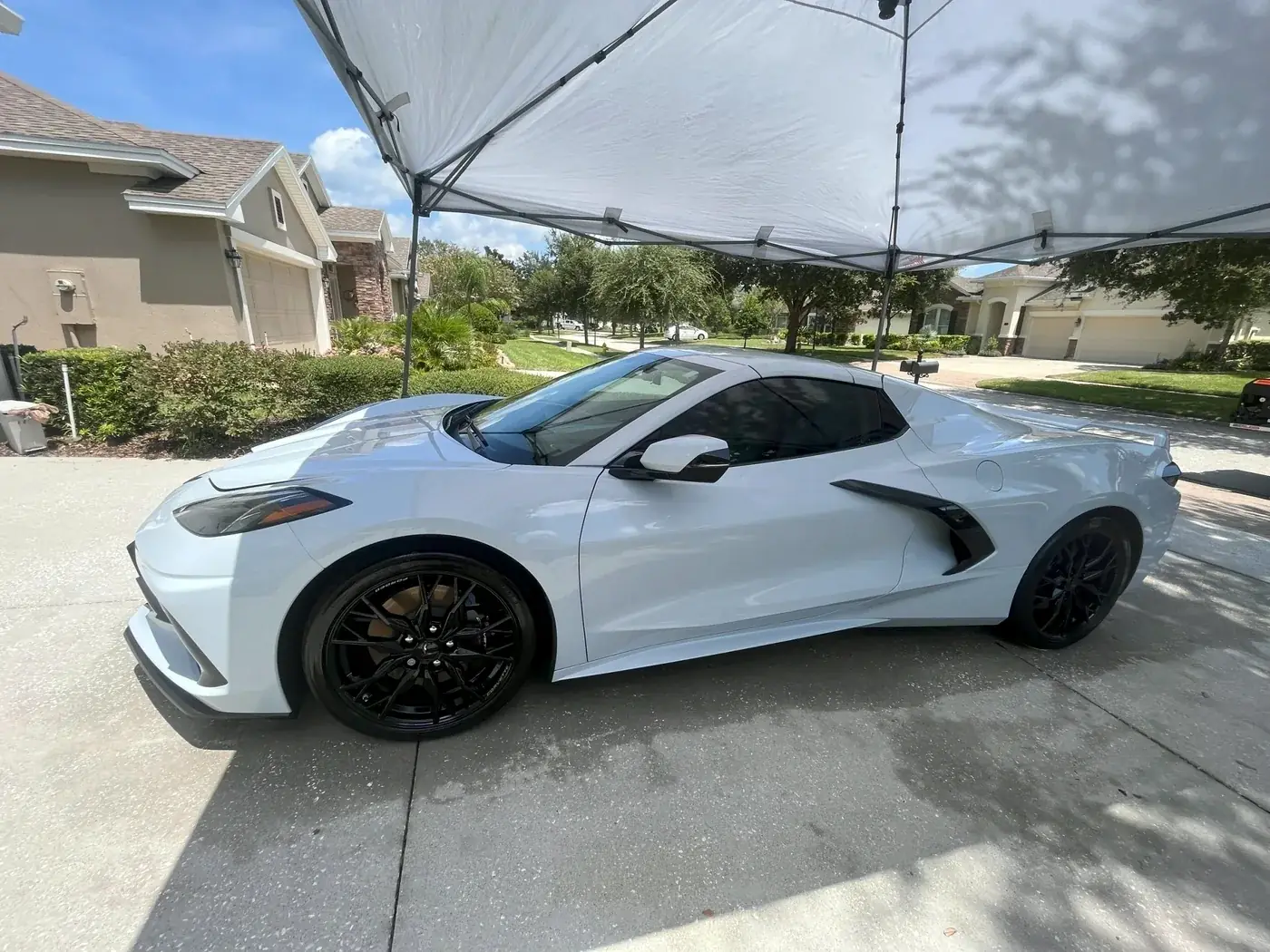 White Chevrolet Corvette C8 after a full detail
