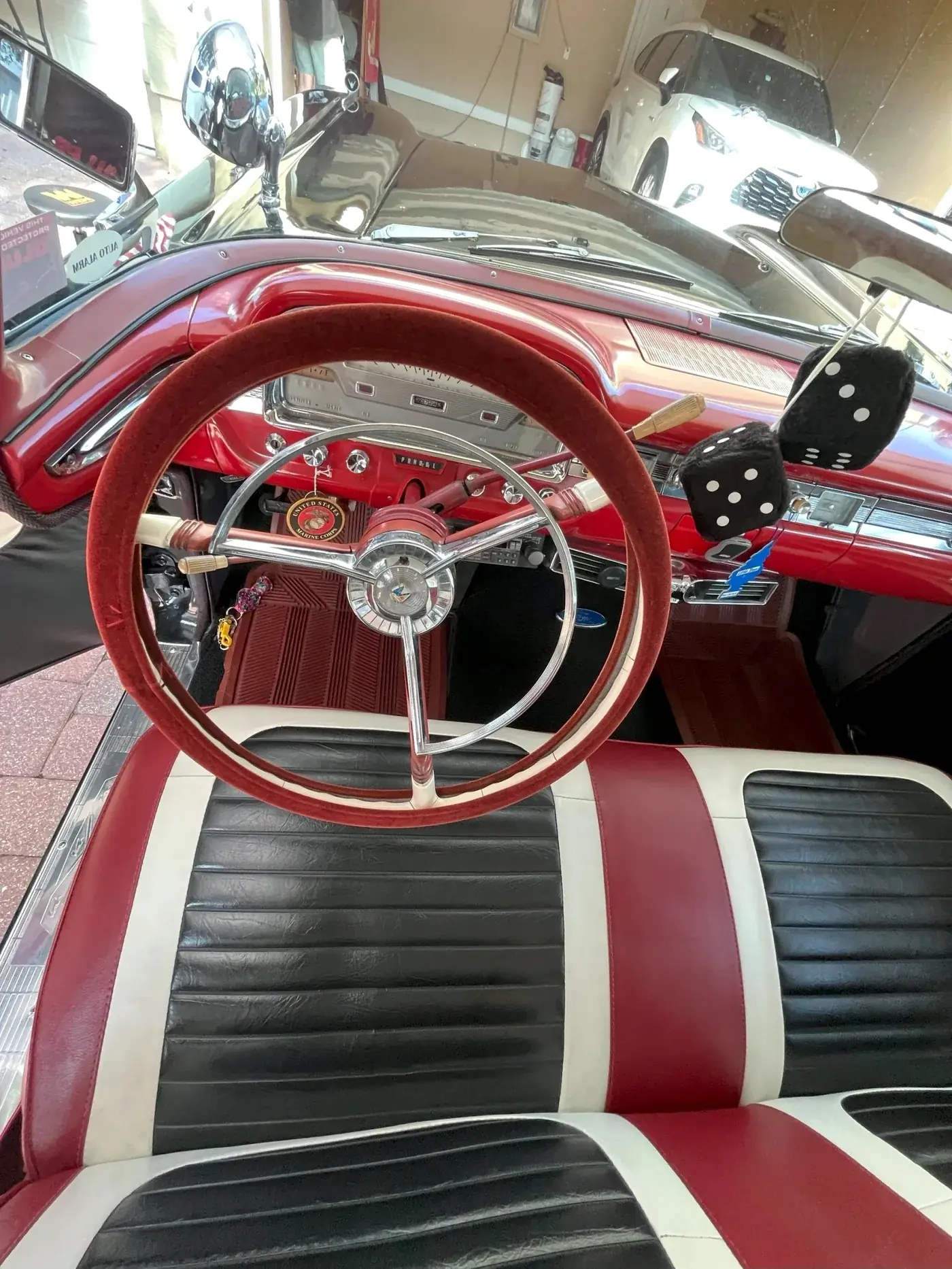 Black 1959 Ford classic detailed to a mirror finish under a canopy